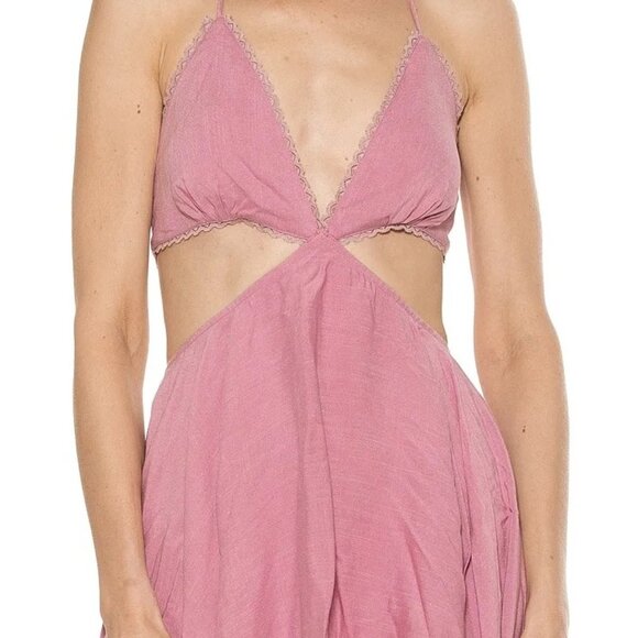 ALEXIA ADMOR Size 8 Women's Ali Halter Dress Lace Trim Cutout Fit and Flare Pink - Picture 10 of 15